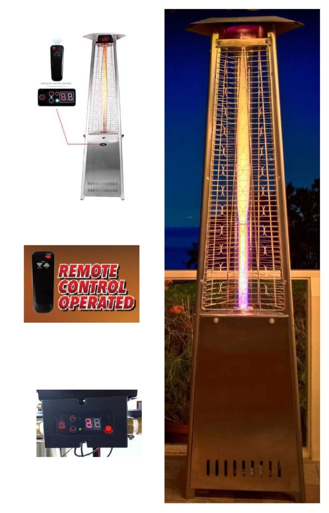 TRIANGLE GLASS TUBE PATIO HEATER WITH REMOTE CONTROL